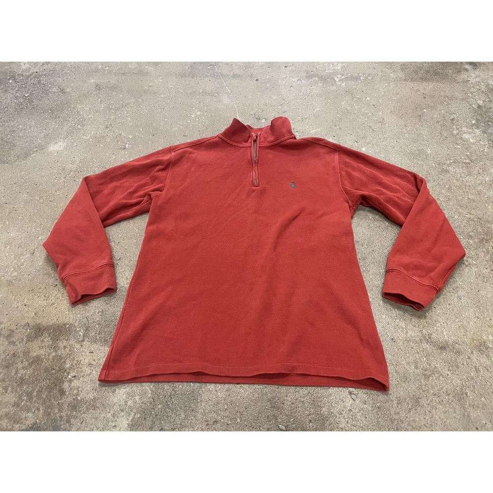 Polo‎ Ralph Lauren Sweater Youth XL Red Quarter Zip Waffle Knit Mock Neck Boys